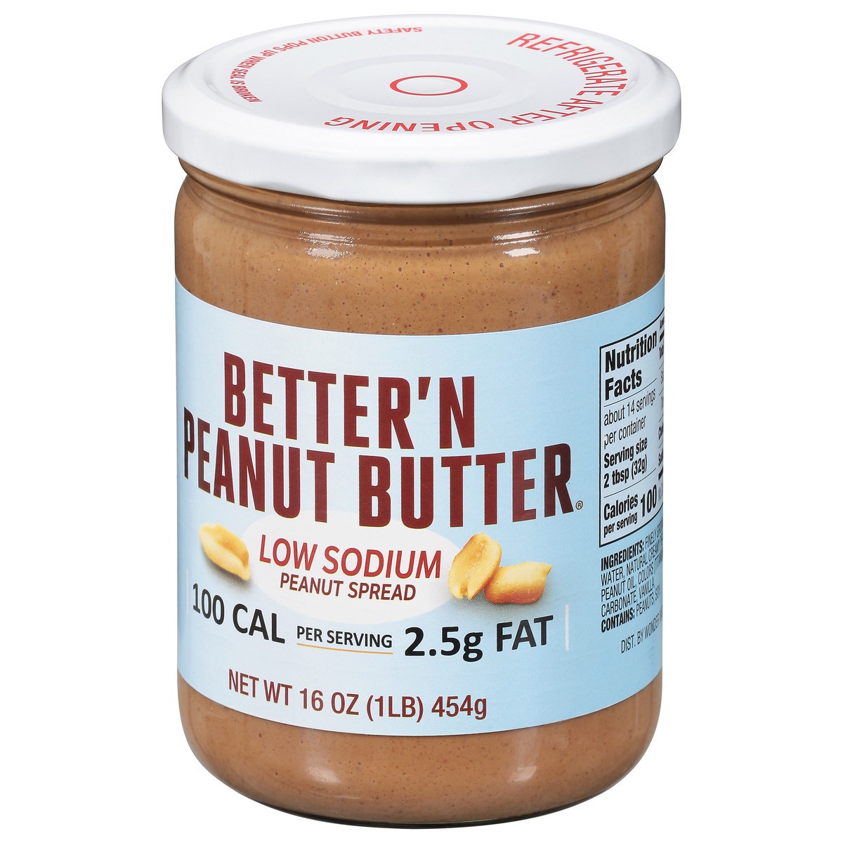slide 3 of 9, Better'n Peanut Butter Low Sodium Peanut Spread 16 oz, 16 oz