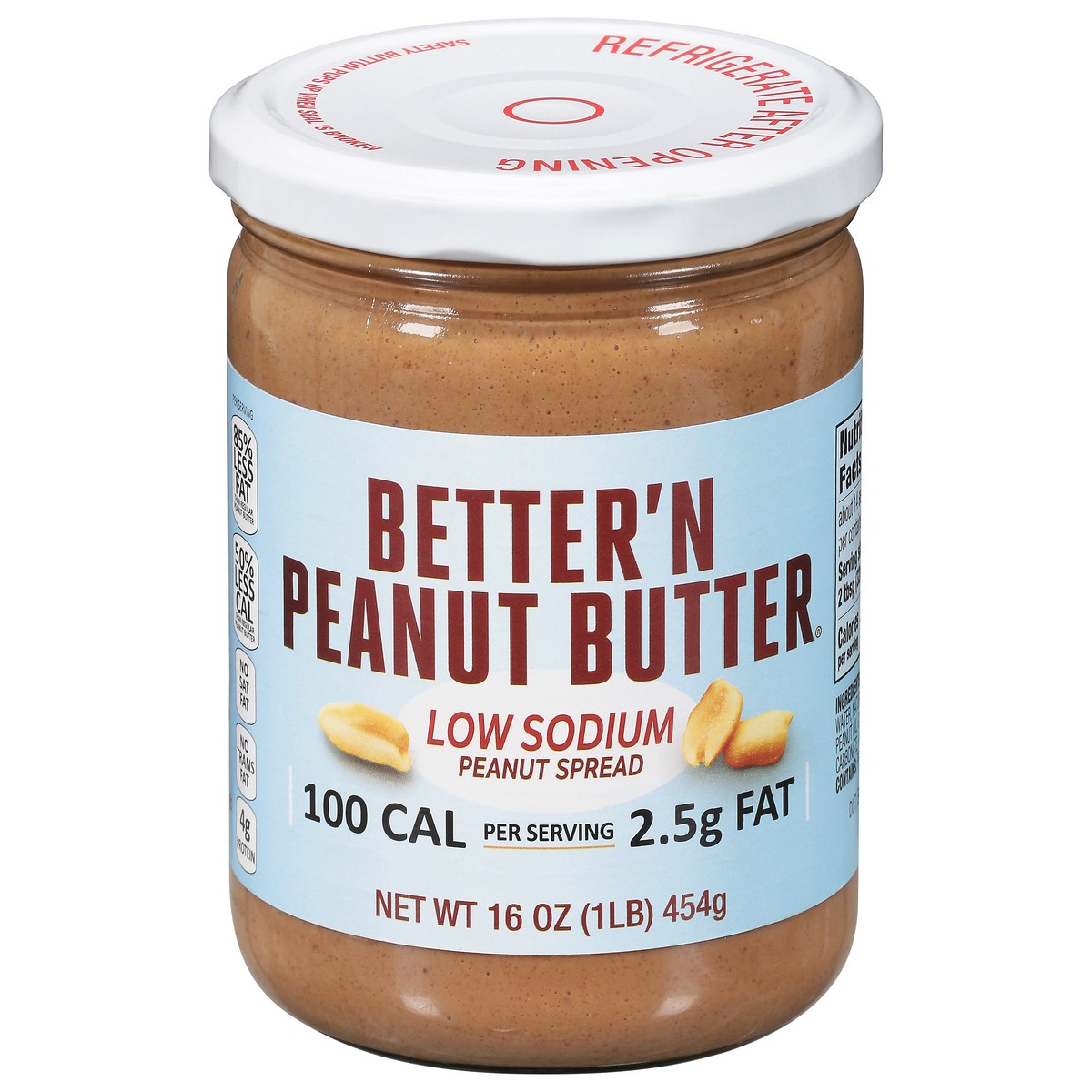 slide 1 of 9, Better'n Peanut Butter Low Sodium Peanut Spread 16 oz, 16 oz