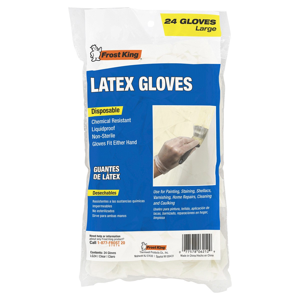 slide 1 of 9, Frost KingDisposable Latex Gloves, 24 ct