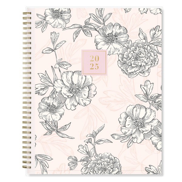 slide 1 of 8, 2025 Blue Sky Weekly/Monthly Planning Calendar, 8-1/2"" X 11"", Drawn Peony, January 2025 To December 2025, 1 ct
