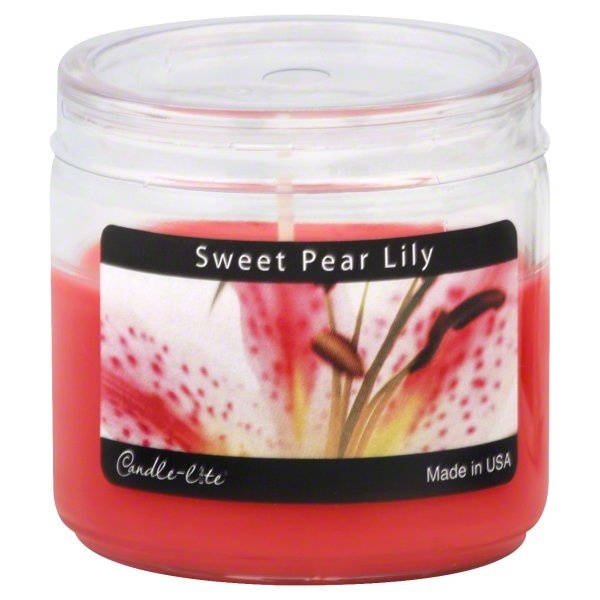 slide 1 of 1, Candle-Lite Sweet Pear Lily Scented 3 Wick Candle, 3.5 oz