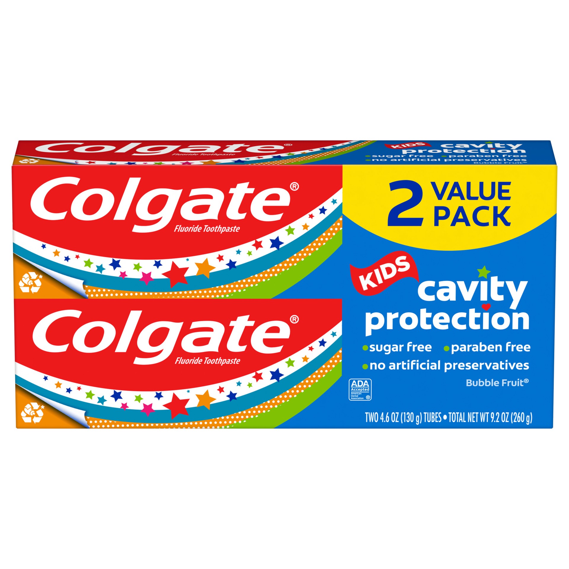slide 1 of 10, Colgate Kids Toothpaste with Fluoride, Anticavity & Cavity Protection Toothpaste, For Ages 2+, Mild Bubble Fruit Flavor, 4.6 Ounce (2 Pack), 4.6 oz