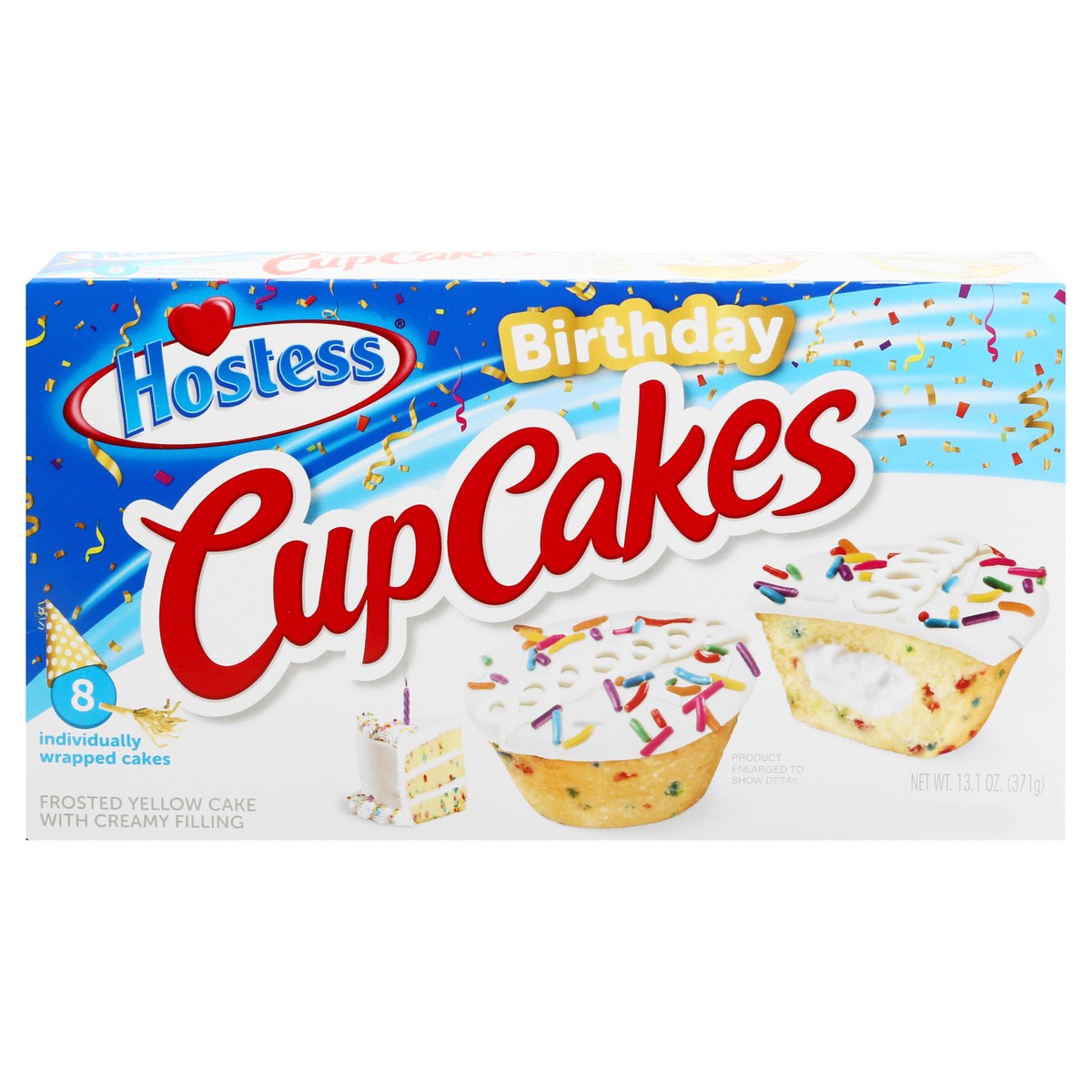 slide 1 of 4, Hostess Birthday Cupcakes - 8ct/13.1oz, 8 ct; 13.1 oz