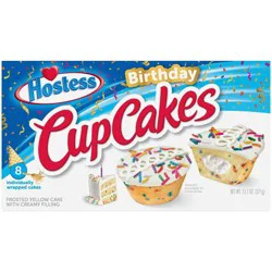 HOSTESS Birthday Cupcakes, Frosted Cupcakes, Individually Wrapped, Creamy Center, 8 Count , 13.1 oz