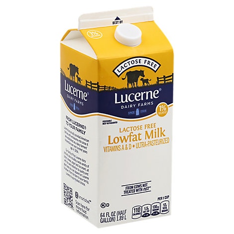 slide 1 of 1, Lucerne Milk Lactose Free Lowfat 1% - Half Gallon, 1 ct