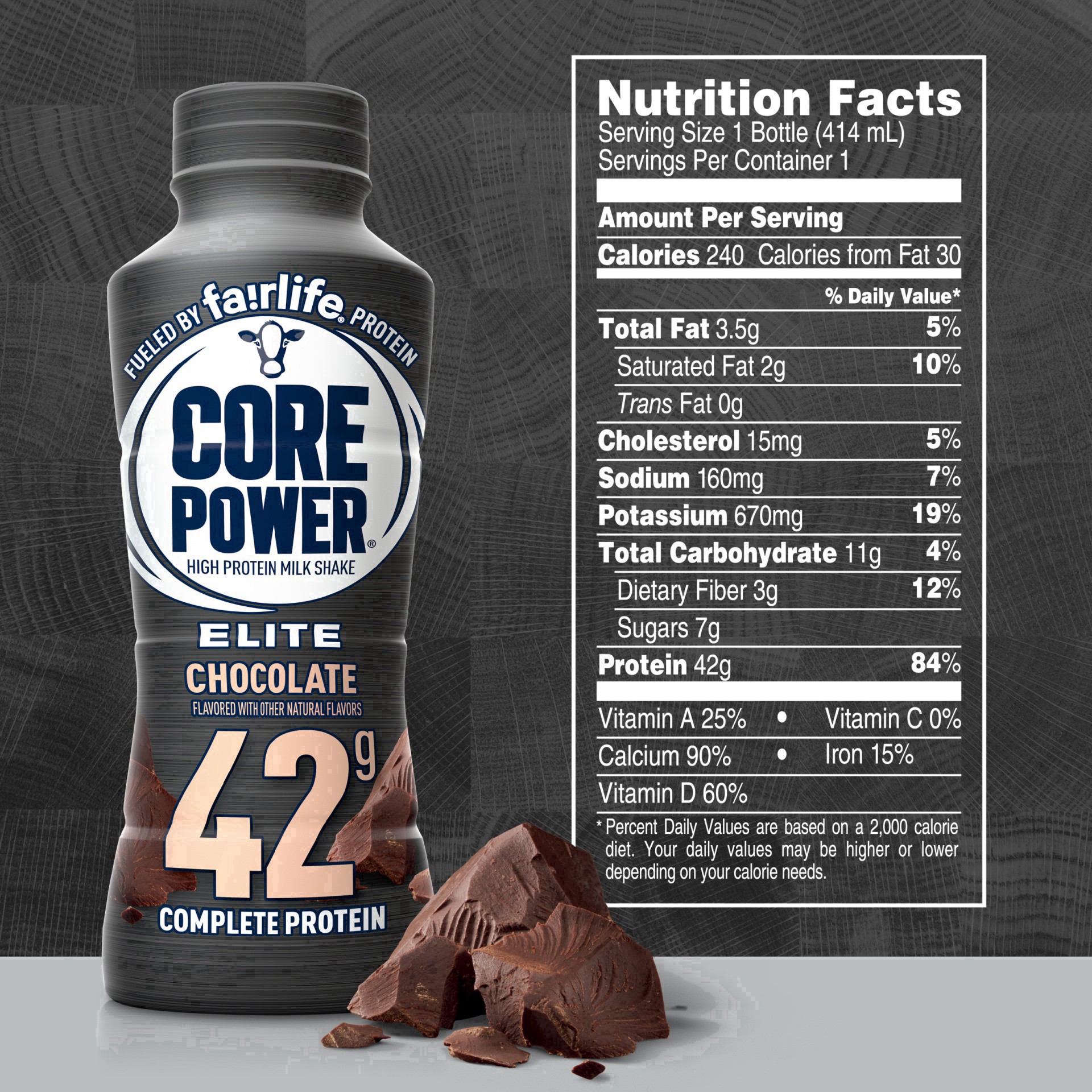 slide 29 of 106, Core Power Elite High Protein Chocolate Milk Shake 14 fl oz, 42 gram, 14 oz