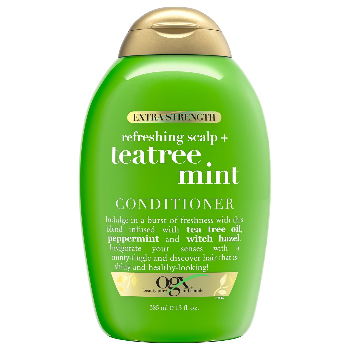 slide 2 of 10, OGX Extra Strength Refreshing Scalp + Teatree Mint Conditioner, Invigorating Conditioner with Tea Tree & Peppermint Oil & Witch Hazel, Paraben-Free, Sulfate-Free Surfactants, 13 Fl Oz, 385 ml