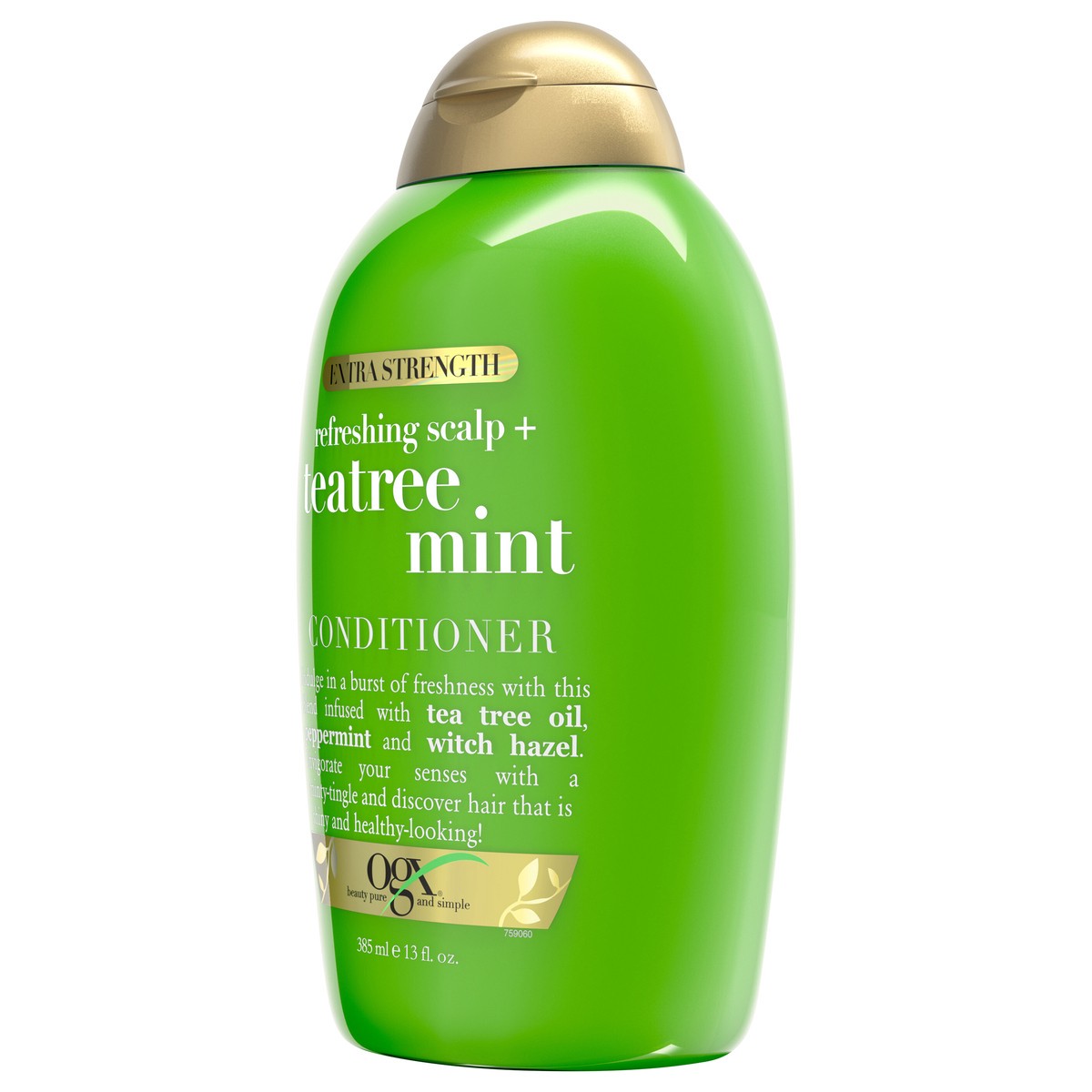 slide 7 of 10, OGX Extra Strength Refreshing Scalp + Teatree Mint Conditioner, Invigorating Conditioner with Tea Tree & Peppermint Oil & Witch Hazel, Paraben-Free, Sulfate-Free Surfactants, 13 Fl Oz, 385 ml