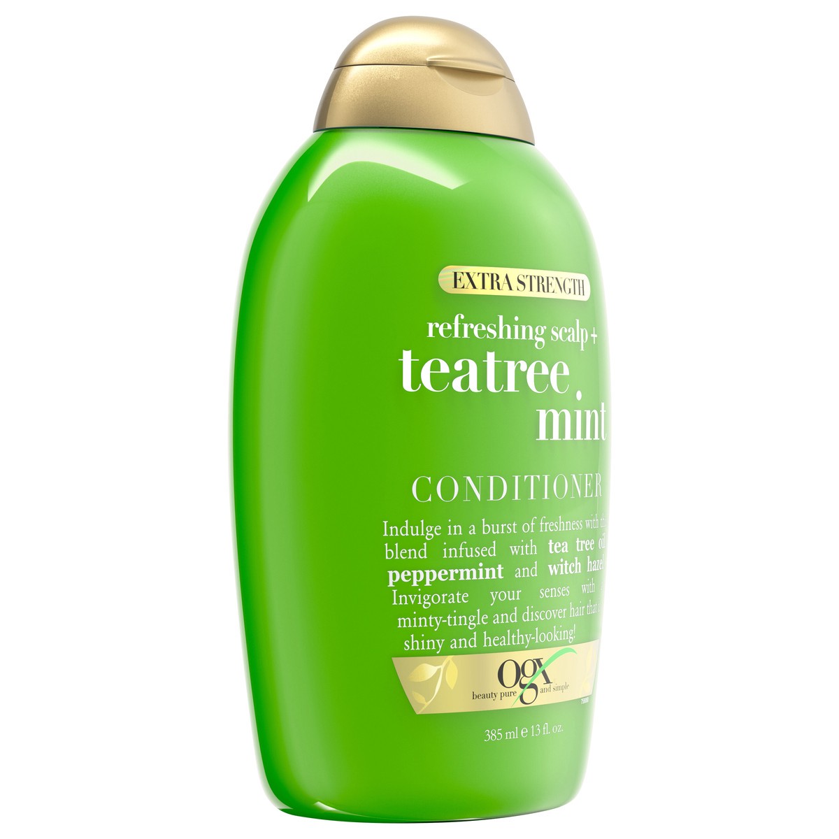 slide 4 of 10, OGX Extra Strength Refreshing Scalp + Teatree Mint Conditioner, Invigorating Conditioner with Tea Tree & Peppermint Oil & Witch Hazel, Paraben-Free, Sulfate-Free Surfactants, 13 Fl Oz, 385 ml