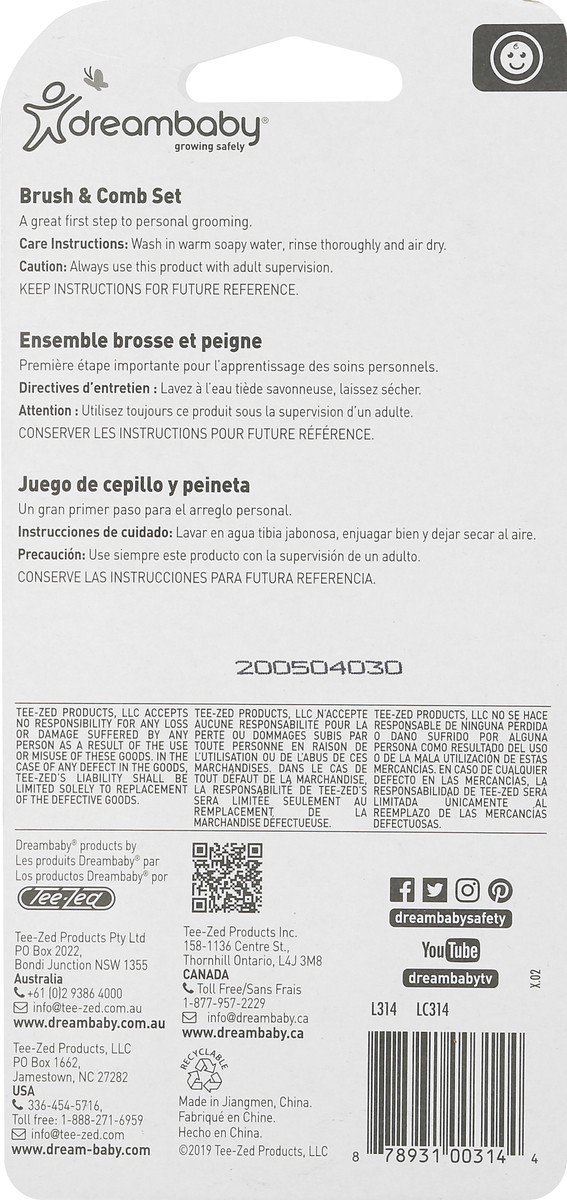 slide 10 of 11, Dreambaby Baby Set Brush Comb, 1 ct