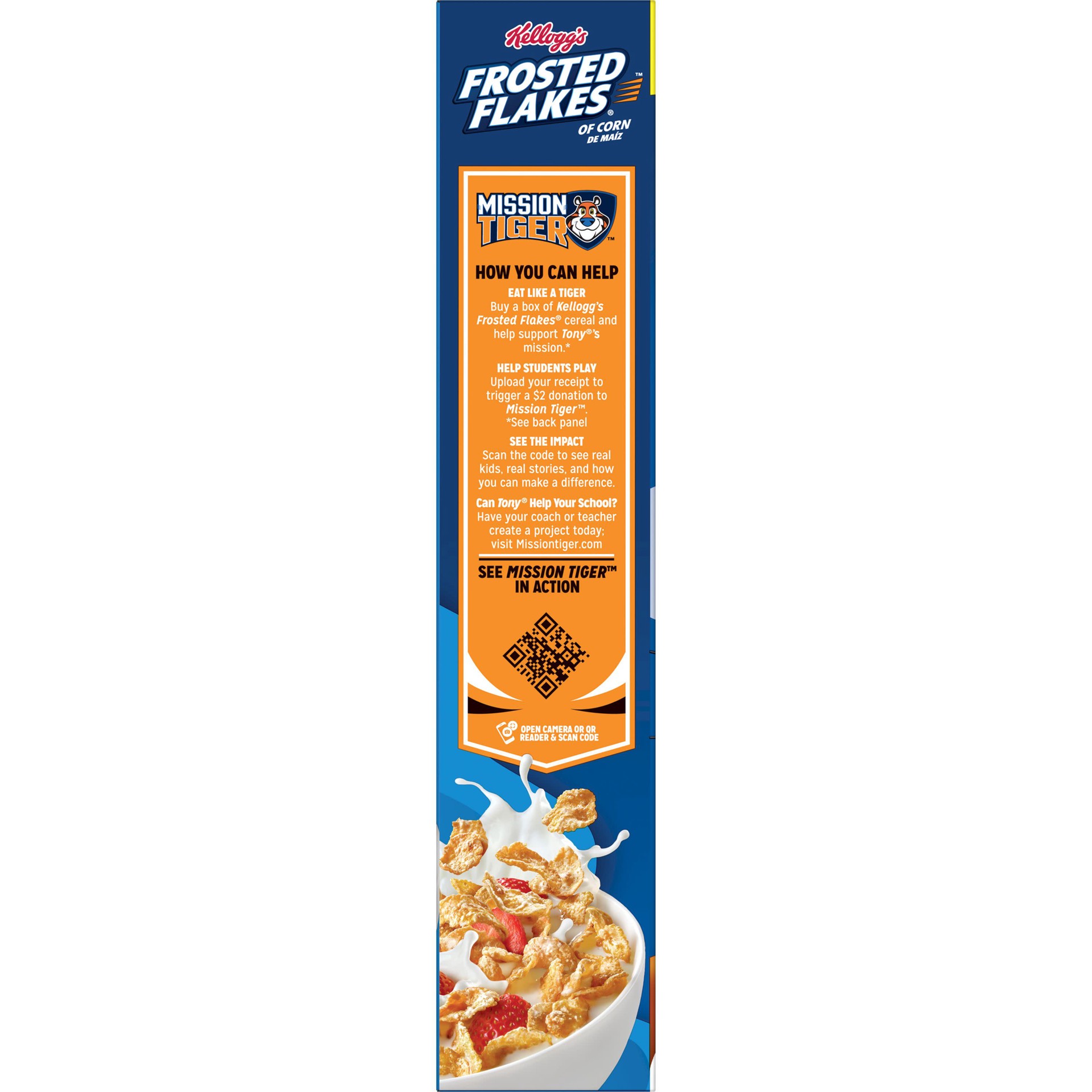 slide 3 of 5, Frosted Flakes Kellogg's Frosted Flakes Breakfast Cereal, Kids Cereal, Family Breakfast, 28% More Free, Original, 17.3oz Box, 1 Box, 17.3 oz