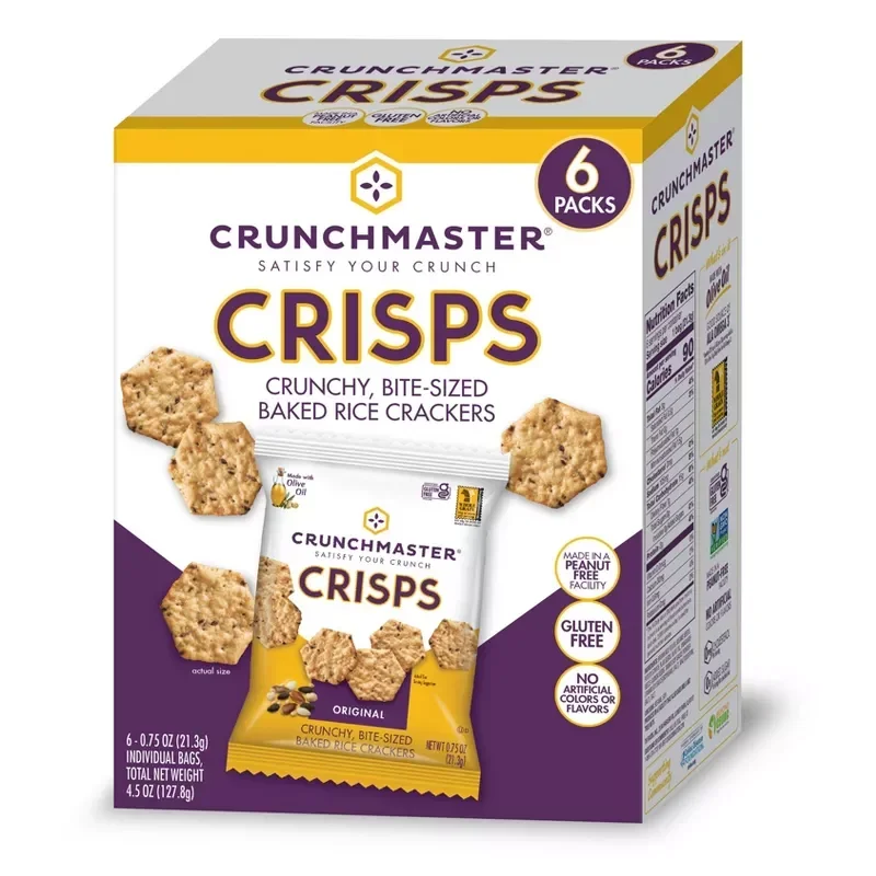 slide 1 of 5, Crunchmaster Crisps Original Baked Rice Crackers Packs Smart Buy Value Pack, 6 ct