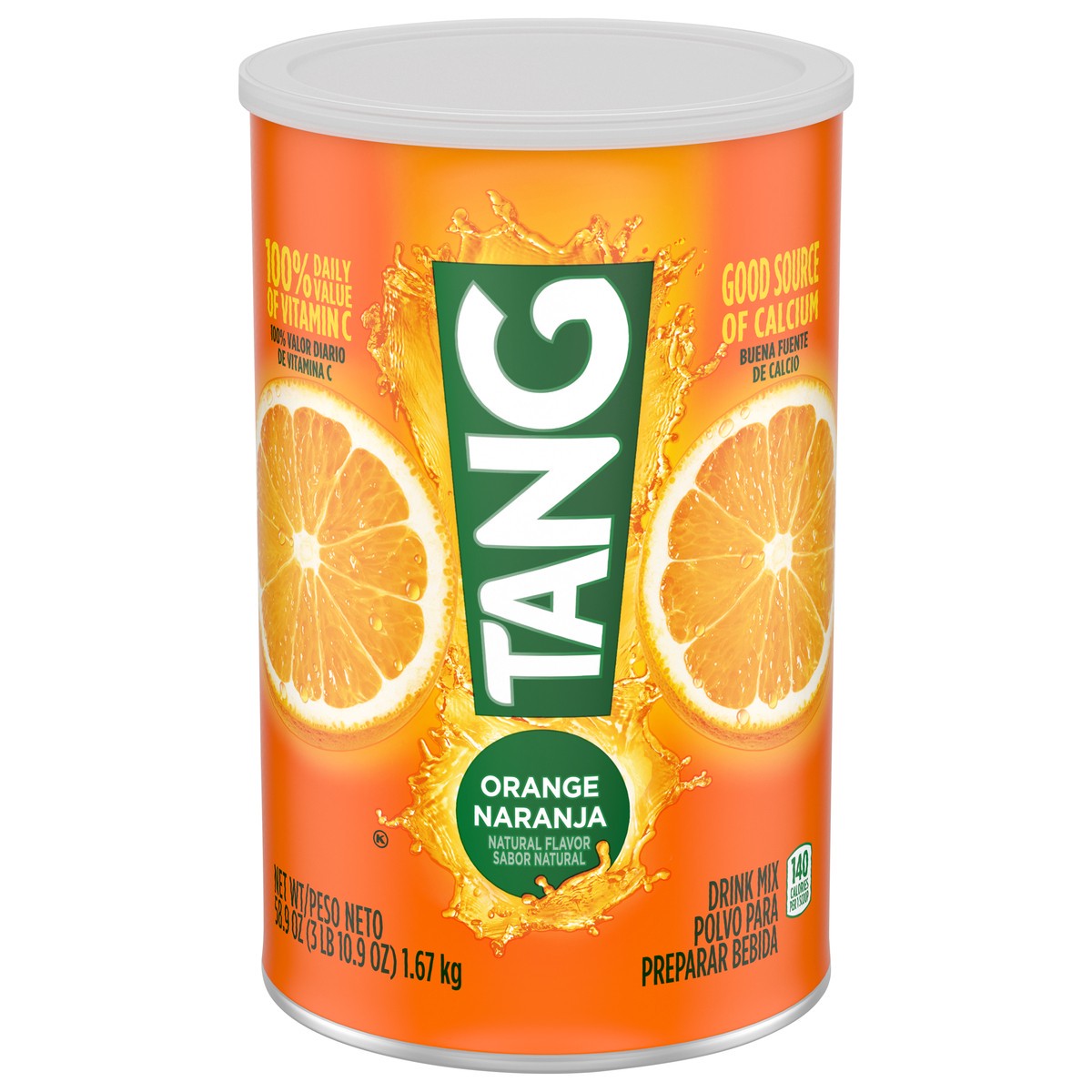 slide 1 of 11, Tang Orange Drink Mix Mini Jumbo (18762-00001 - C3434324) 58.9 oz (3 lb 10.9 oz) 1.67kg English, 58.90 oz