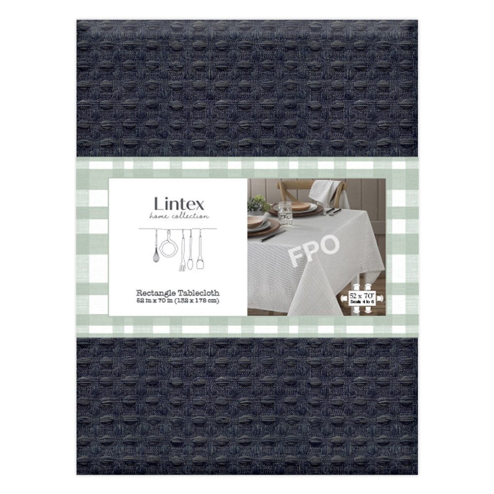 slide 1 of 1, Lintex Home Collection Rectangle Chloe Blue Waffle Tablecloth, 52 in x 70 in