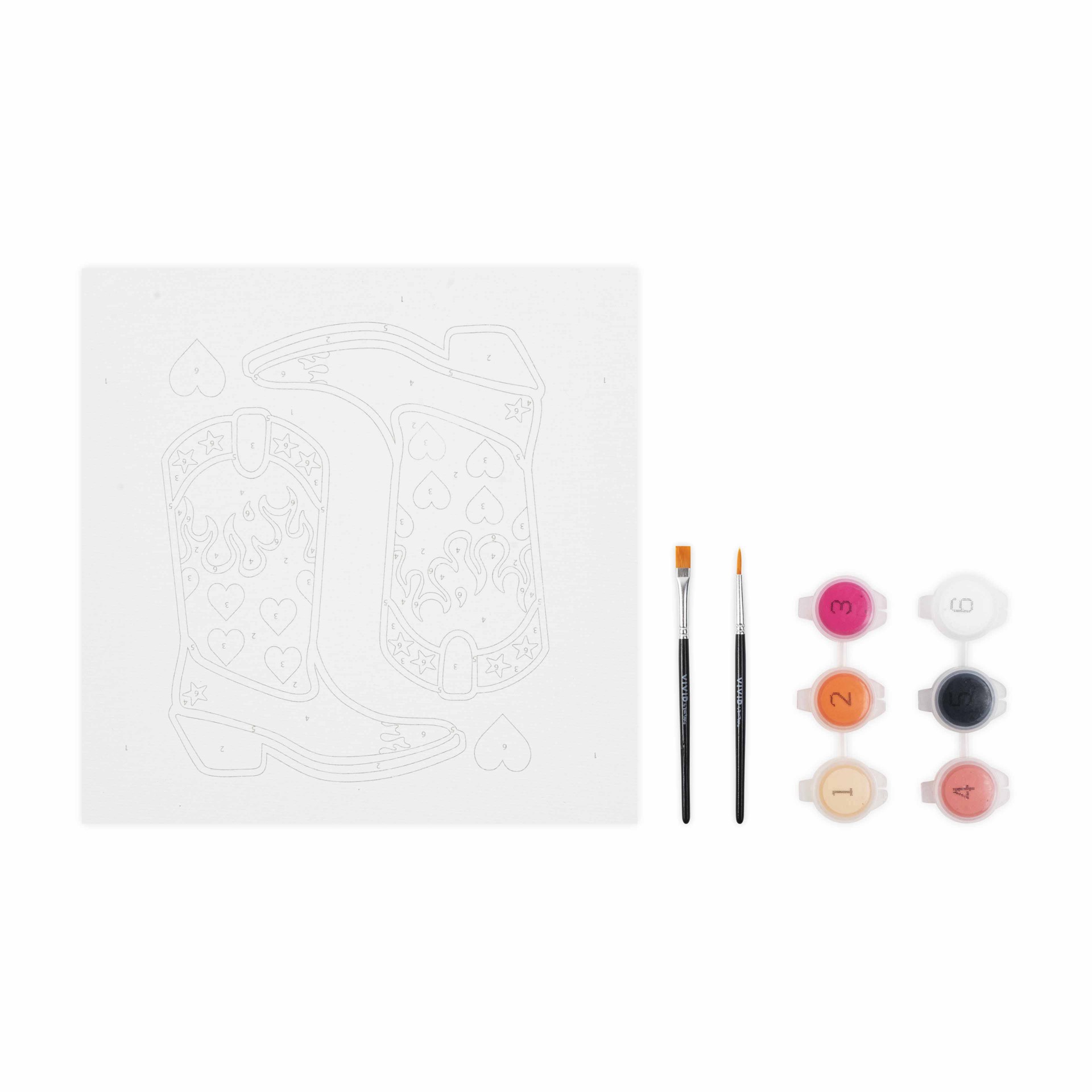 slide 4 of 6, Brea Reese Vivid By Brea Reese Cowboy Boots Acrylic Paint-By-Number Kit, 6.5 in x 6.5 in