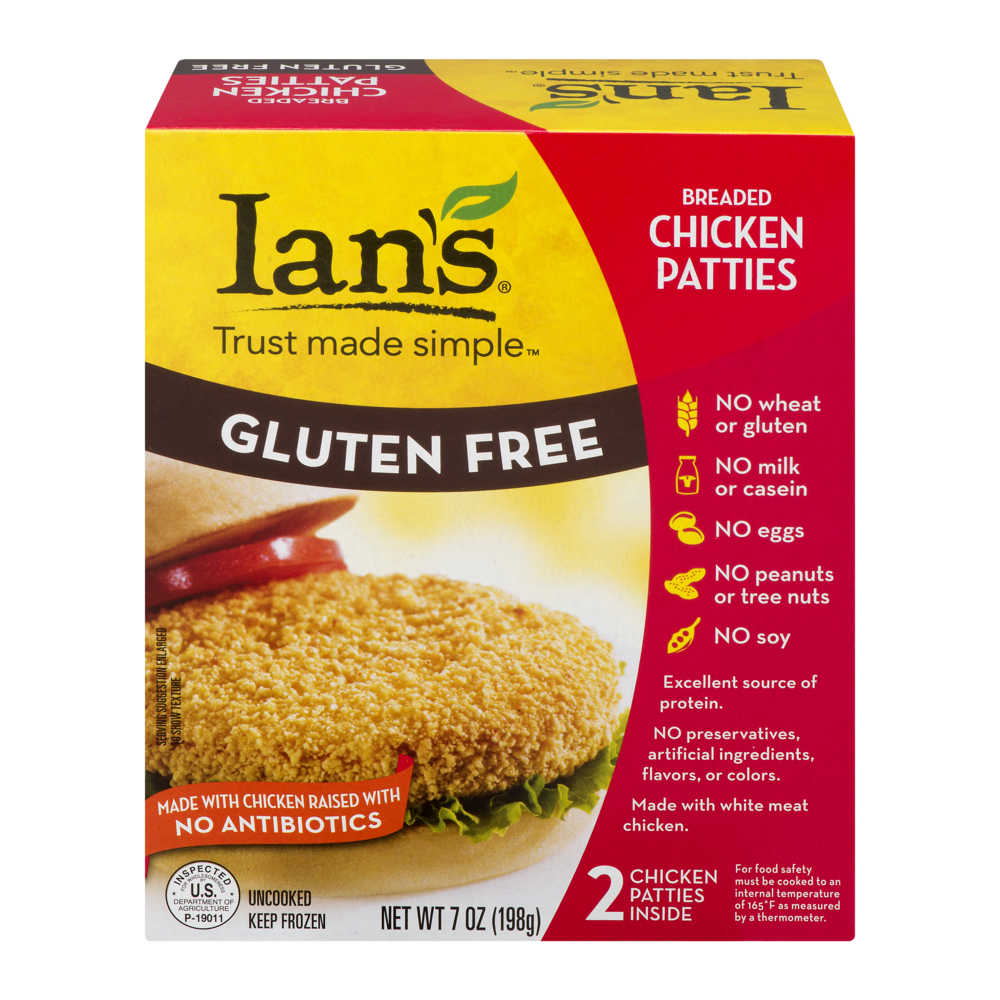 slide 1 of 1, Ian's Organic Gluten Free Chicken Patties, 7 oz