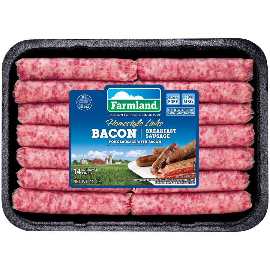 slide 1 of 1, Farmland Bacon Breakfast Sausage Homestyle Links, 14 ct; 12 oz