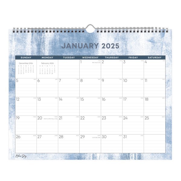 slide 1 of 2, 2025 Blue Sky Monthly Wall Calendar, 15"" X 12"", Seneca Blue, January To December, 148891, 1 ct