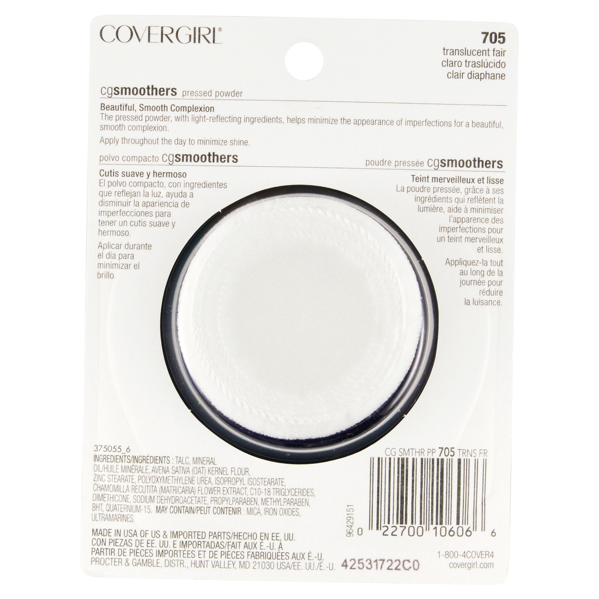 slide 2 of 2, Covergirl COVERGIRL Smoothers Pressed Powder Powder, Translucent Fair 705, 0.32 oz (9.3 g), 1 ct