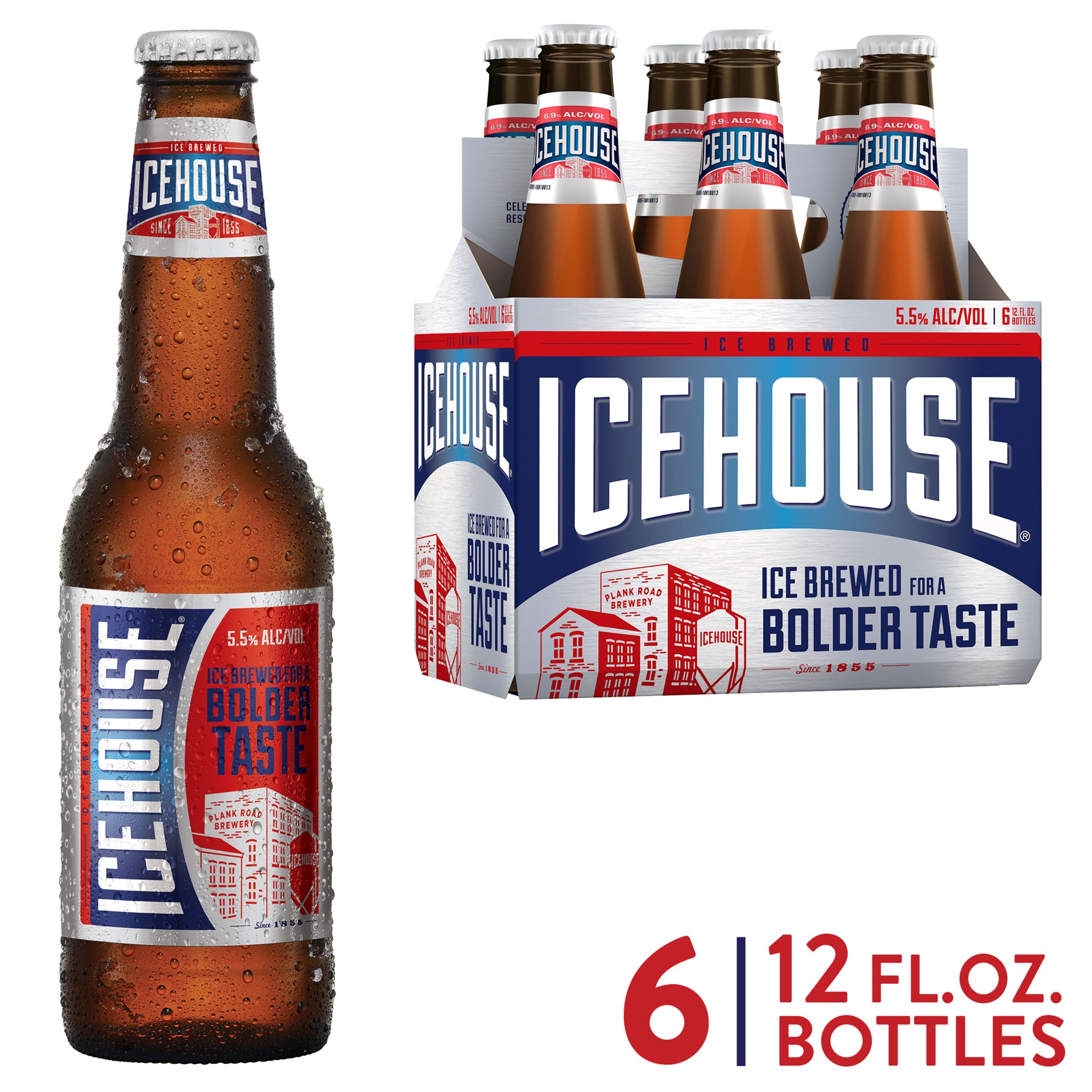slide 1 of 5, Icehouse Beer, American Lager, 6 Pack, 12 fl. oz. Bottles, 5.5% ABV, 6 ct; 12 oz
