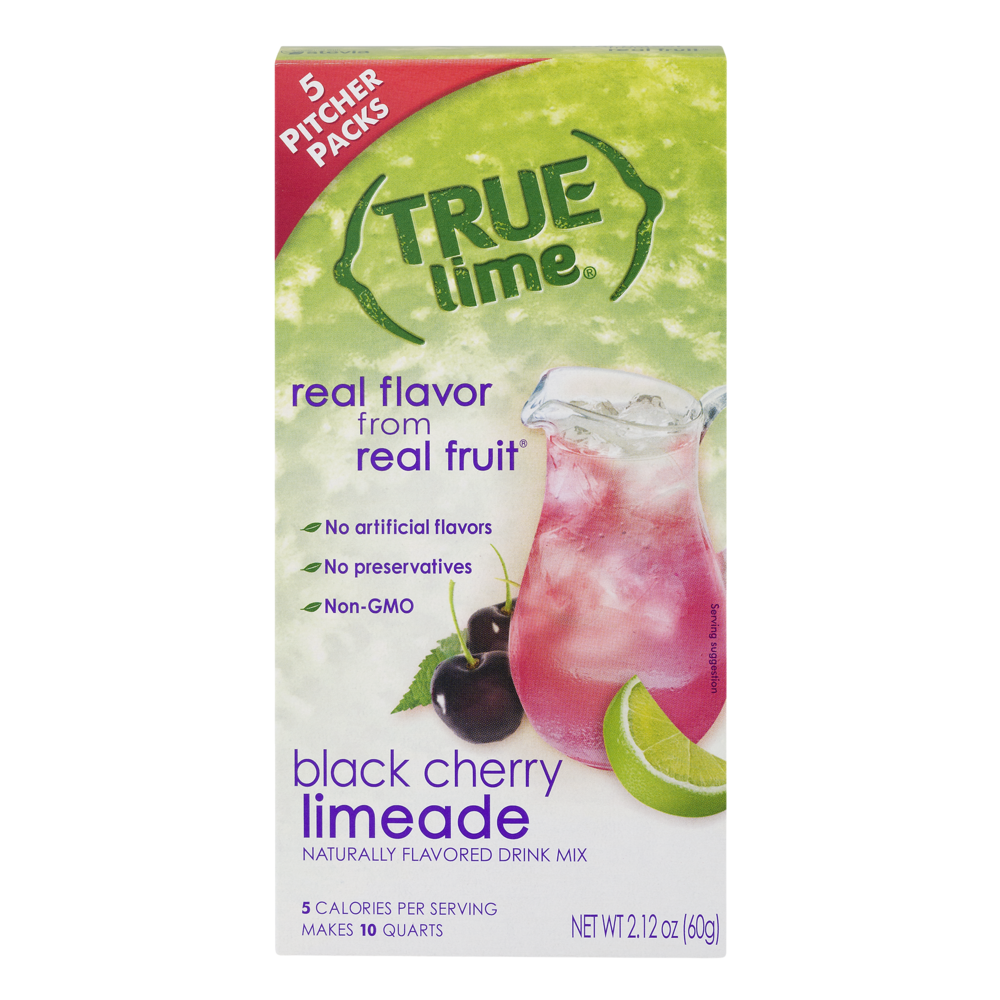 slide 1 of 1, True Lime Black Cherry Limeade Quart Pitcher Pack - 2.12 oz, 2.12 oz