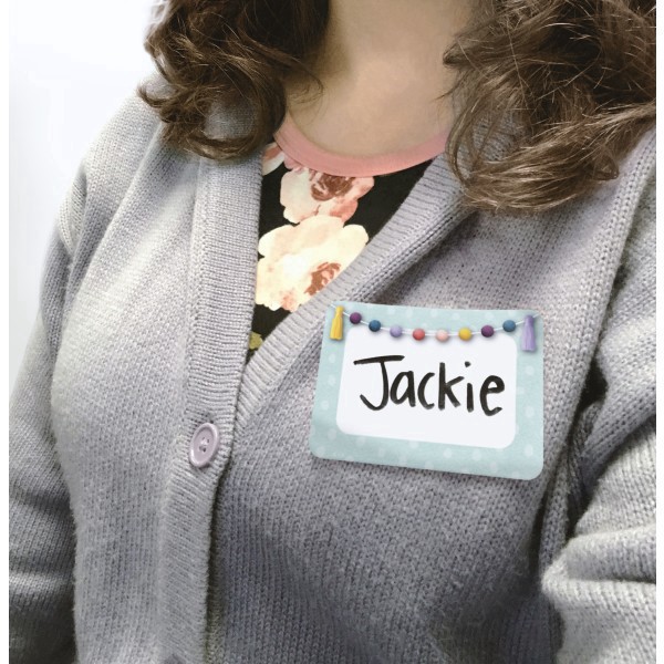 slide 2 of 3, Teacher Created Resources Name Tags/Labels, 3-1/2"" X 2-1/2"", Oh Happy Day, Pack Of 36 Labels, 36 ct