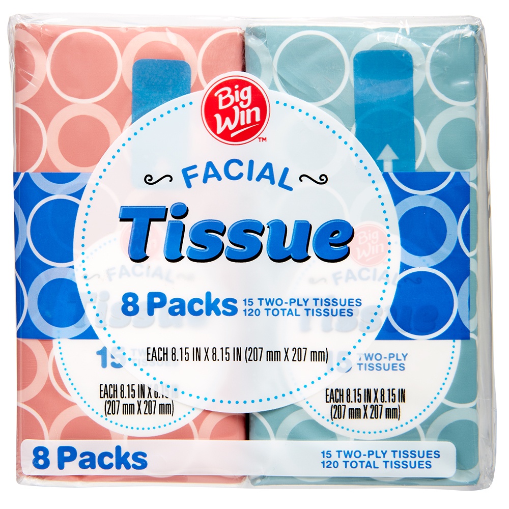 slide 1 of 2, Big Win Facial Tissue Pocket Pack, 8 ct