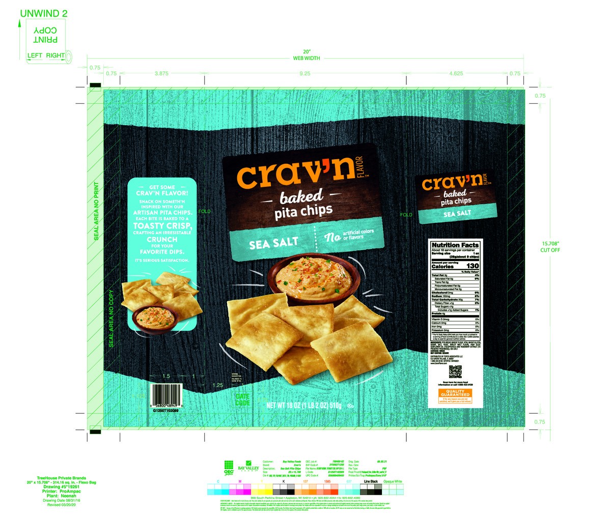 slide 2 of 17, Crav'n Flavor Baked Sea Salt Pita Chips 18 oz, 18 oz