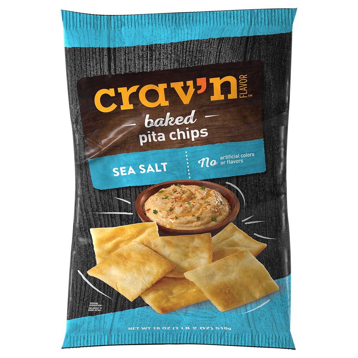 slide 1 of 17, Crav'n Flavor Baked Sea Salt Pita Chips 18 oz, 18 oz