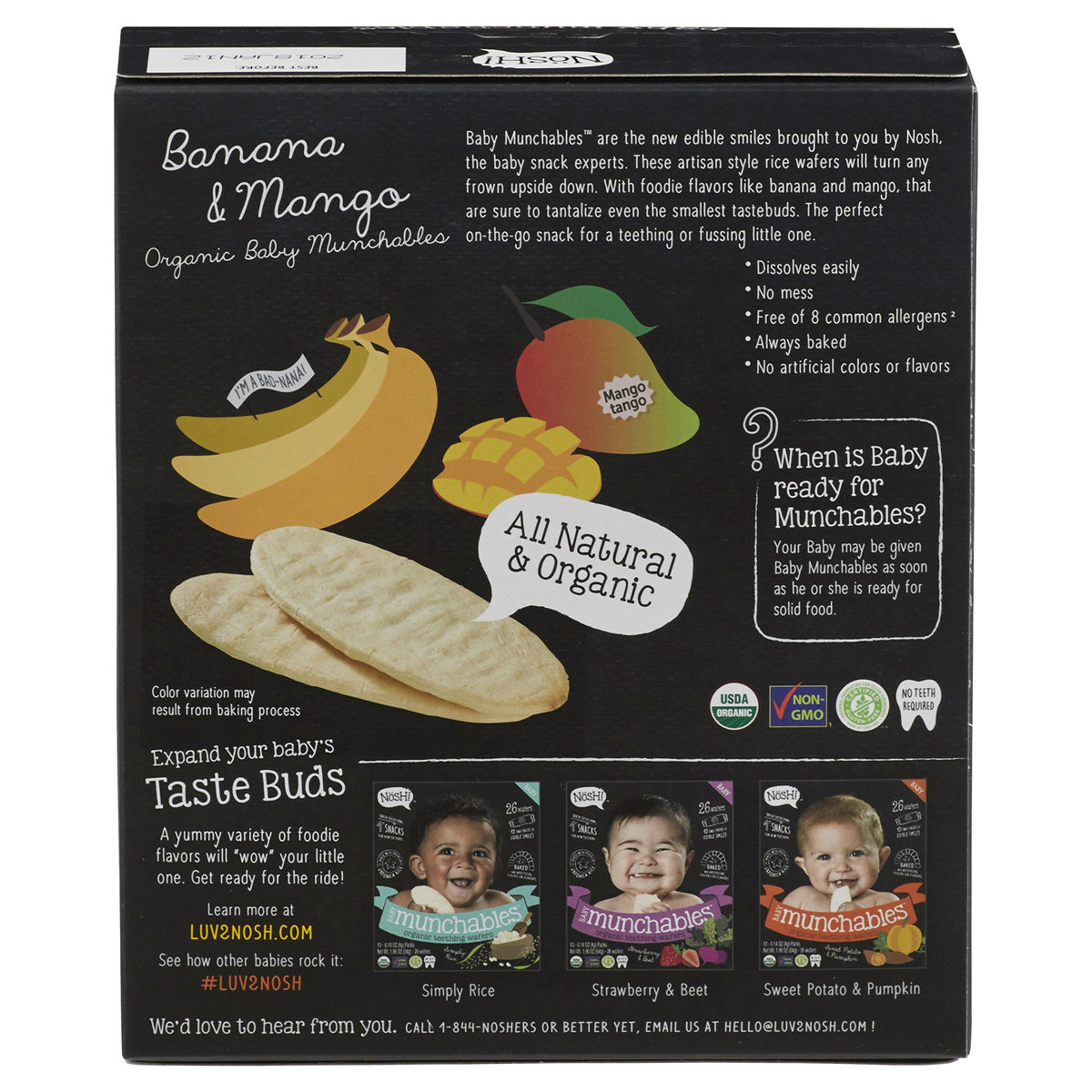 slide 2 of 2, Nosh Banana & Mango Organic Teething Wafers, 13 ct