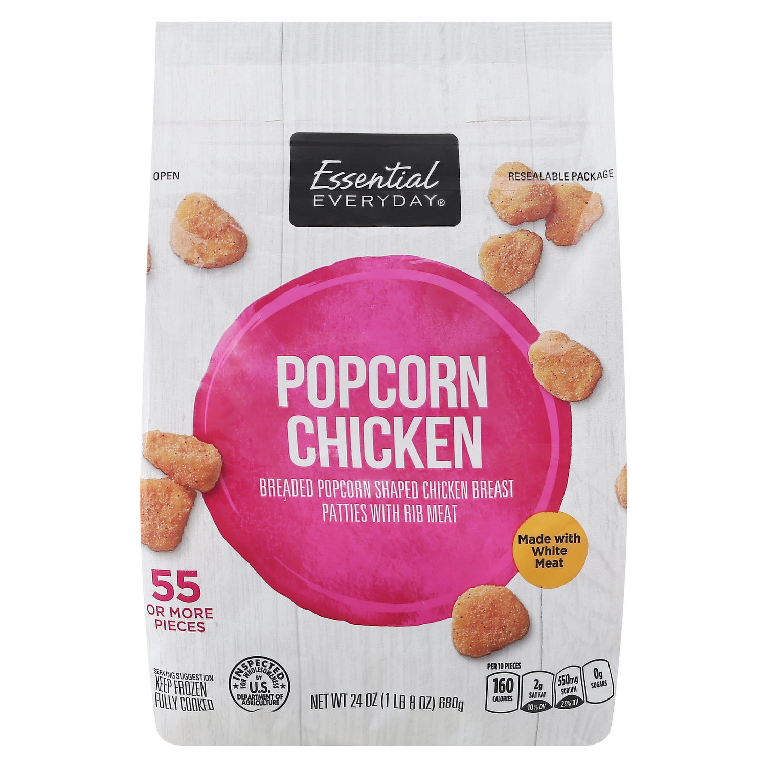 slide 1 of 6, Essential Everyday Essevrydy Ee Popcorn Chicken Breaded, 24 oz