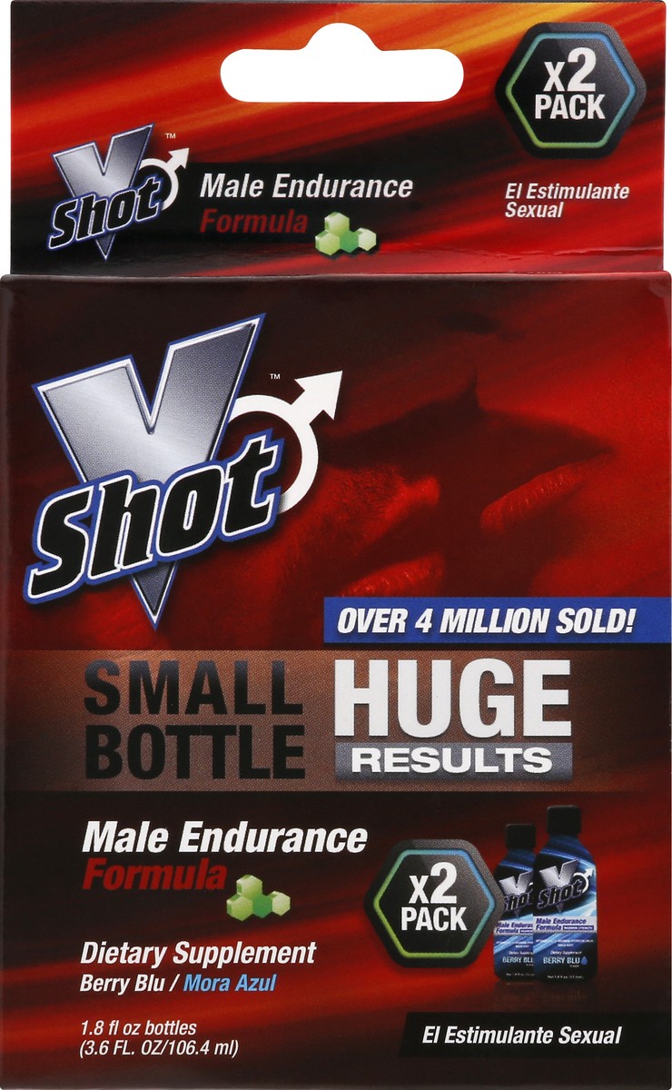 slide 6 of 9, V Shot 2 Pack Berry Blu Male Endurance Formula 2 ea, 2 ct