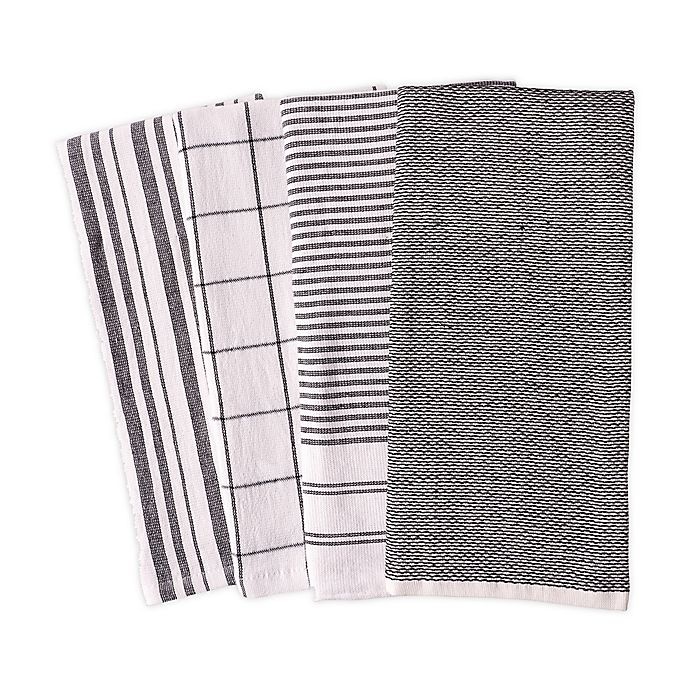 slide 1 of 11, Artisanal Kitchen Supply Reversible Terry Kitchen Towels - Black, 4 ct