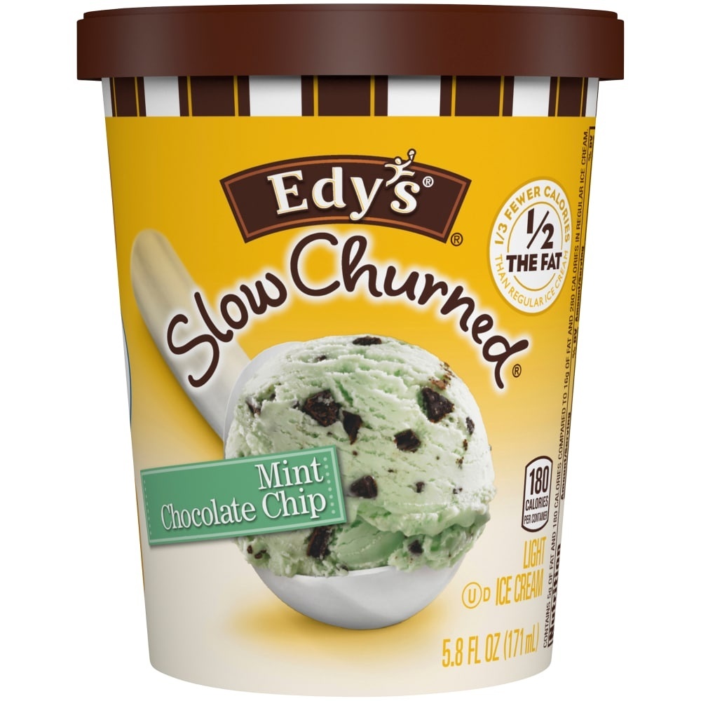 slide 1 of 6, Edy's Slow Churned Light Ice Cream Mint Chocolate Chip, 5.8 fl oz