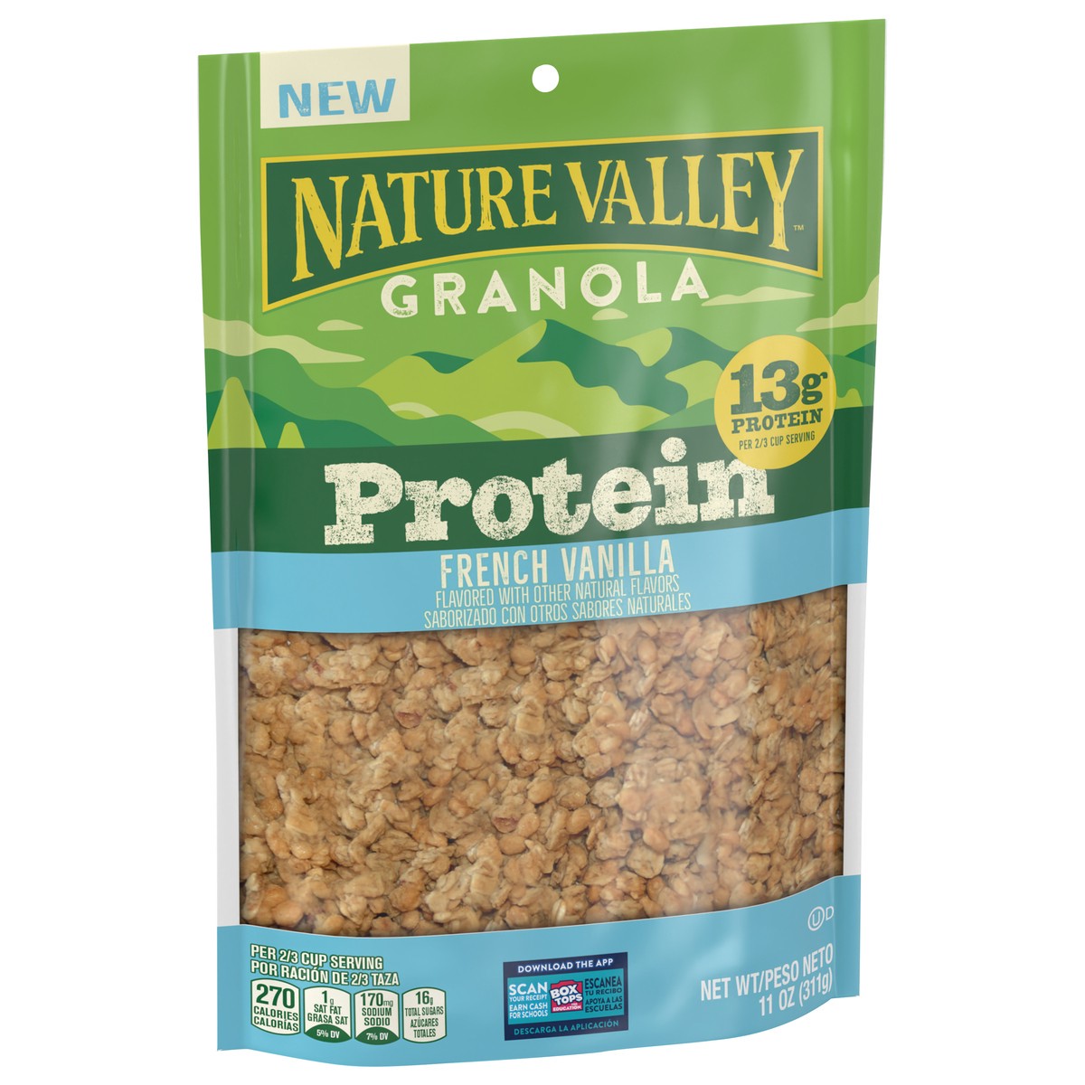 slide 2 of 13, Nature Valley Protein Granola, French Vanilla Granola, Resealable Snack Pouch, 11 oz, 11 oz