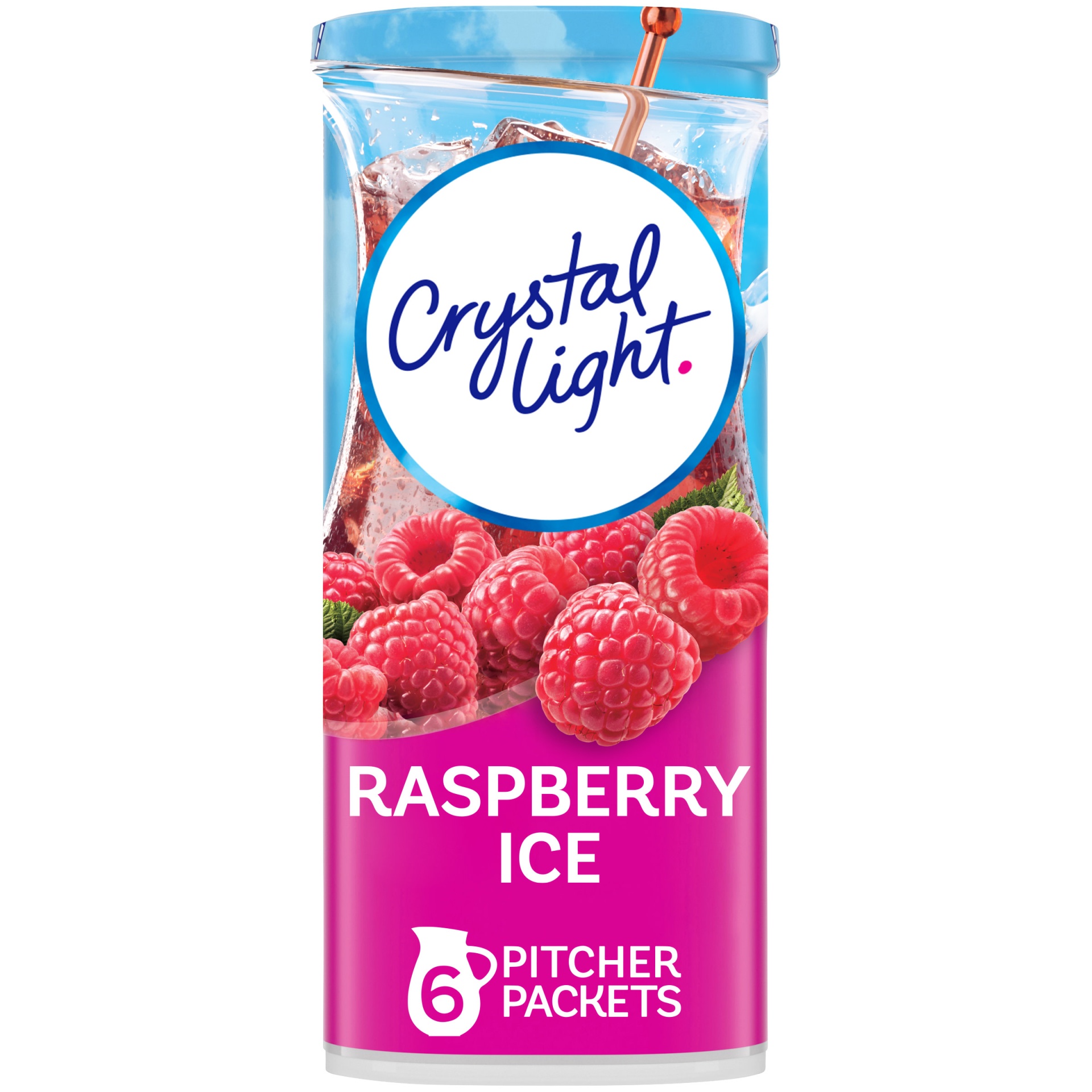slide 1 of 1, Crystal Light Raspberry Ice Artificially Flavored Powdered Drink Mix Pitcher Packets, 6 ct