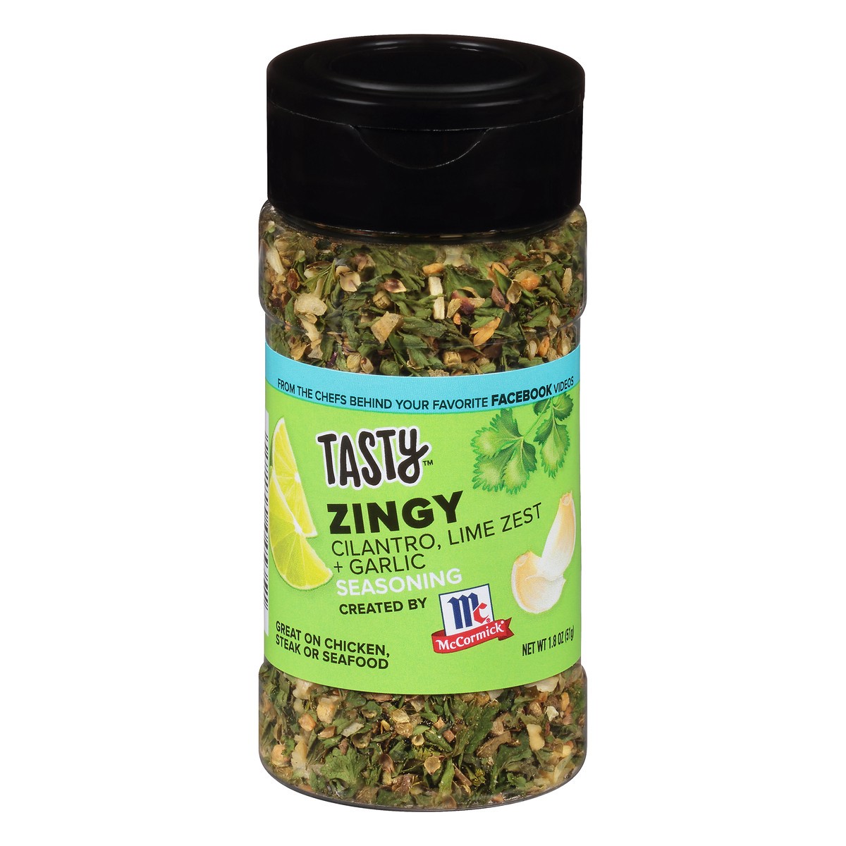 slide 1 of 8, McCormick Tasty Zingy Cilantro, Lime Zest + Garlic Seasoning, 1.8 oz