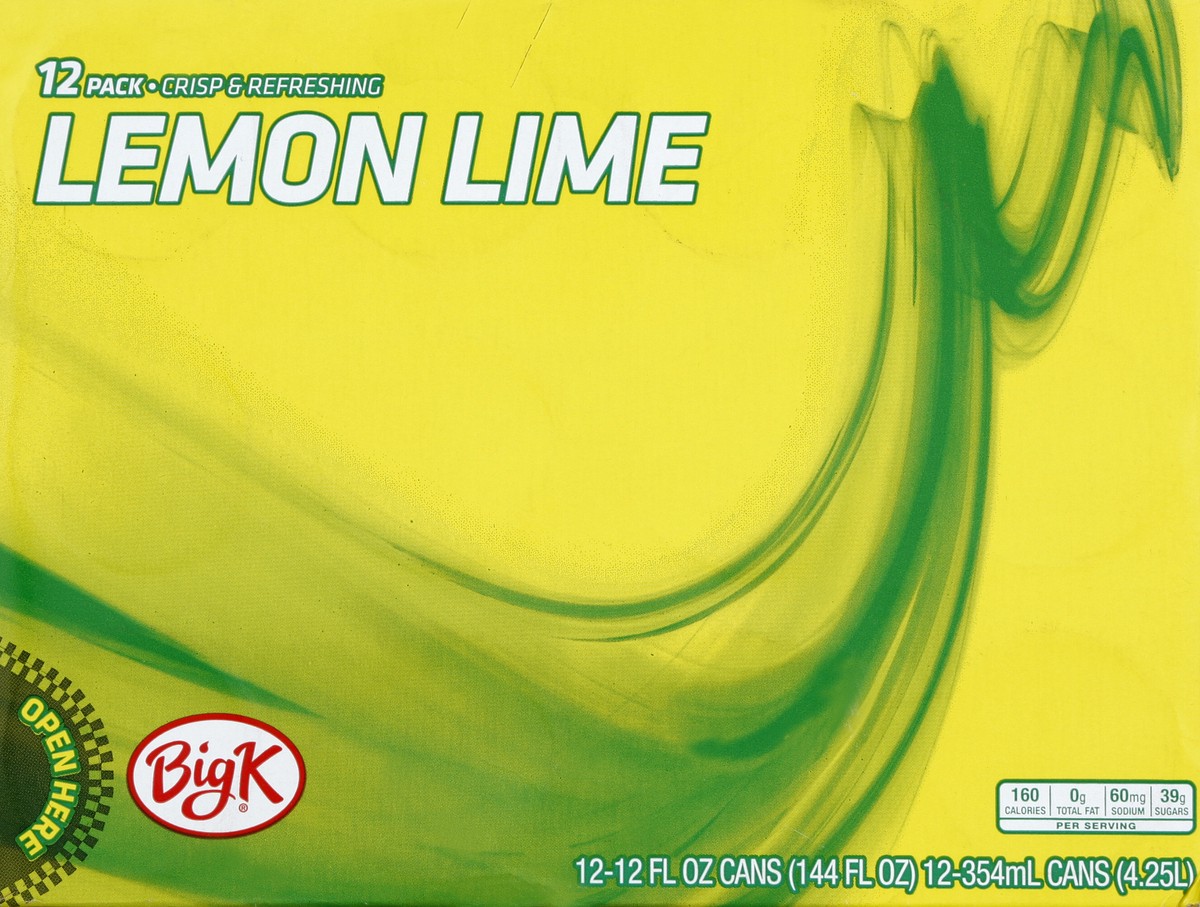 slide 4 of 7, Big K Lemon Lime Soda, 12 ct; 12 fl oz