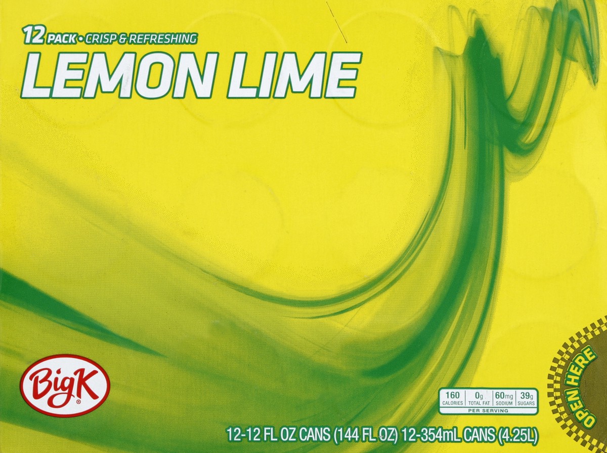slide 2 of 7, Big K Lemon Lime Soda, 12 ct; 12 fl oz