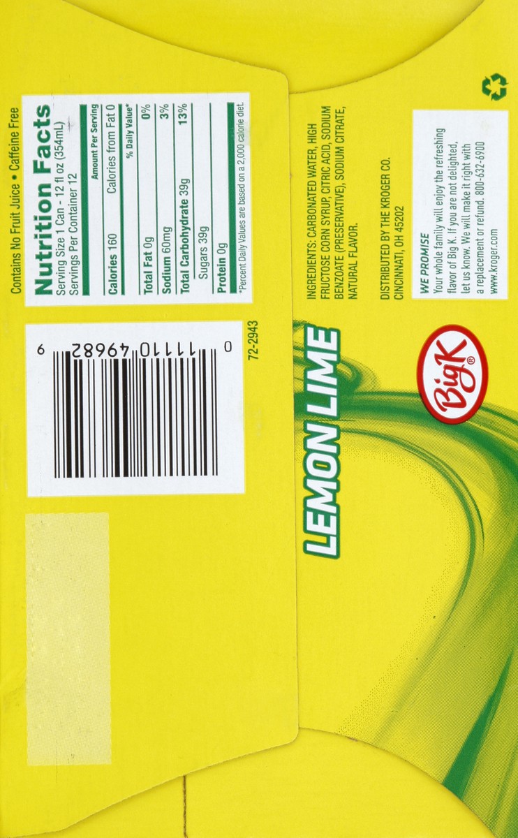 slide 6 of 7, Big K Lemon Lime Soda, 12 ct; 12 fl oz