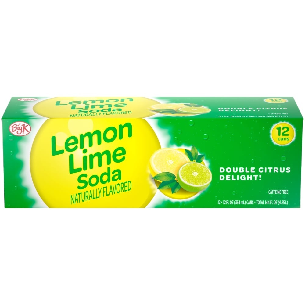 slide 1 of 7, Big K Lemon Lime Soda, 12 ct; 12 fl oz