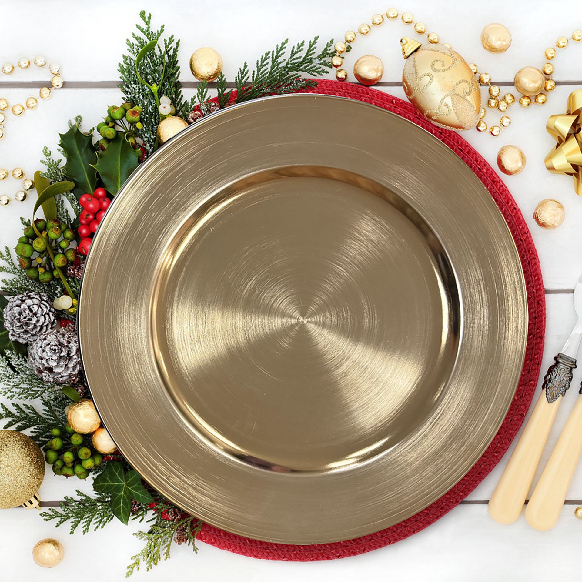 slide 3 of 6, 13" Gold Chargers 6 Pack By Celebrate It, 6 ct