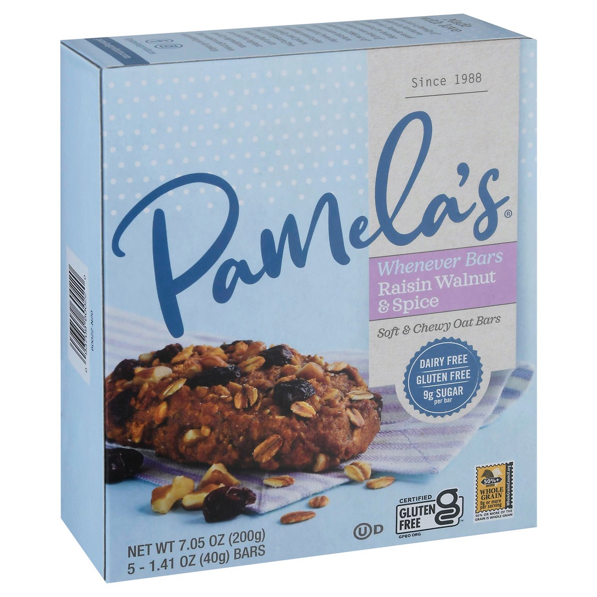 slide 2 of 9, Pamela's Whenever Bars Soft & Chewy Raisin Walnut & Spice Oat 5 - 1.41 oz Bars, 5 ct; 1.41 oz