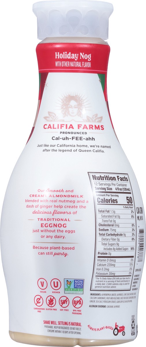 slide 2 of 9, Califia Farms Holiday Nog Almondmilk 48 fl oz, 48 fl oz