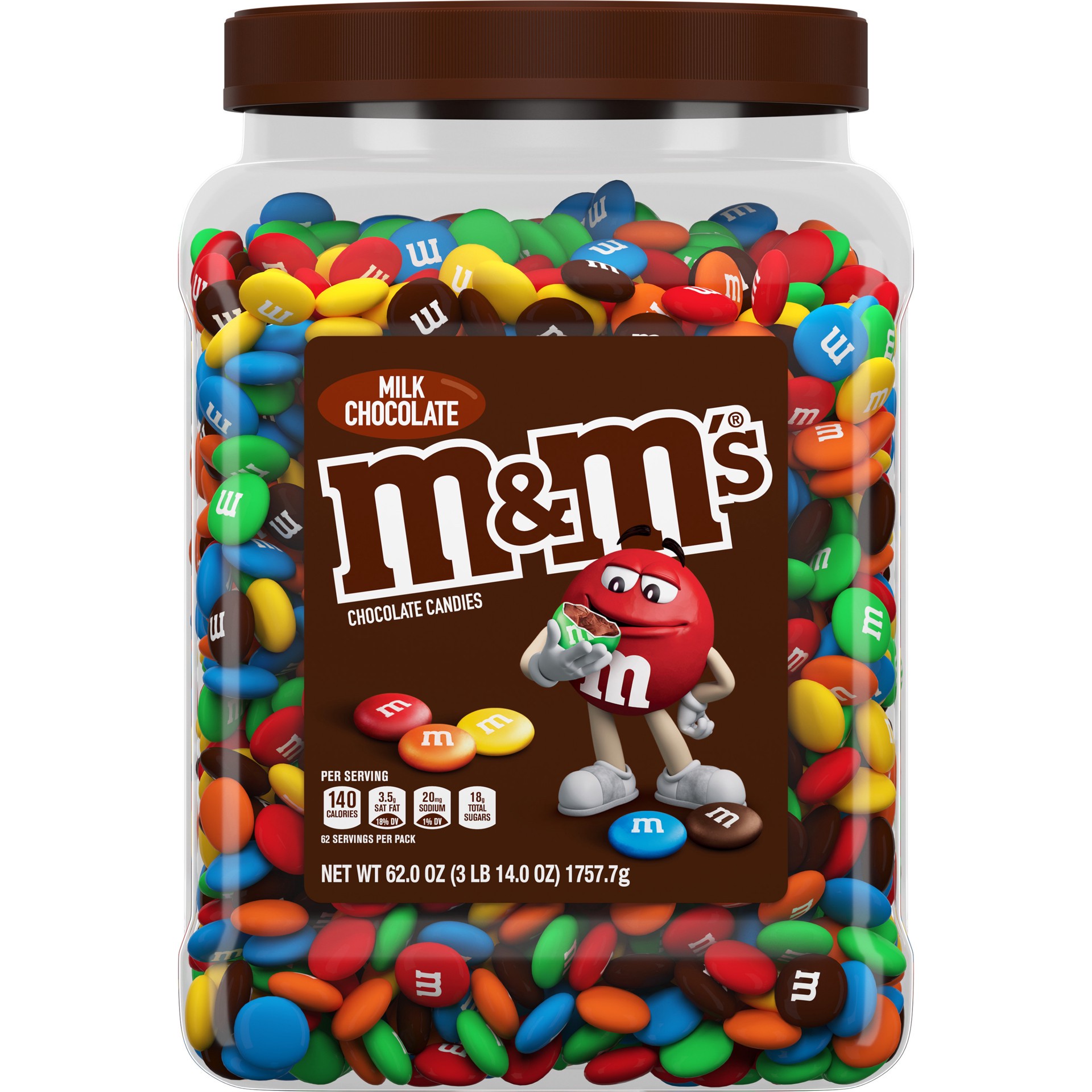 slide 1 of 8, M&M's Milk Chocolate Candy Resealable Bulk Candy Jar, 62 Oz, 62 oz