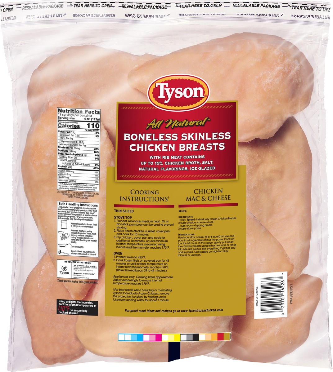 slide 3 of 5, Tyson All Natural* Boneless Skinless Chicken Breasts, 3 lb (Frozen), 1.36 kg