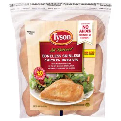 Tyson All Natural* Boneless Skinless Chicken Breasts, 3 lb (Frozen)