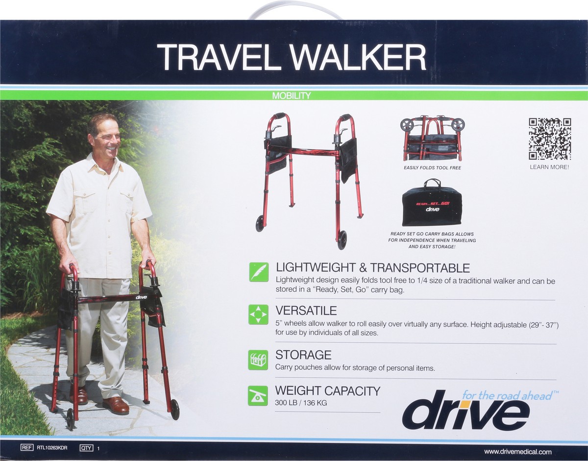 slide 2 of 9, Drive Mobility Travel Walker 1 ea, 1 ct