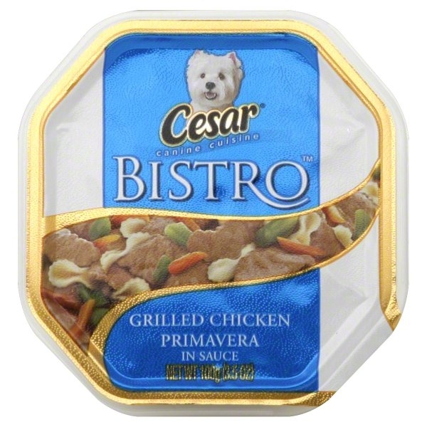 slide 1 of 1, Cesar Canine Cuisine, Grilled Chicken Primavera in Sauce, 3.5 oz