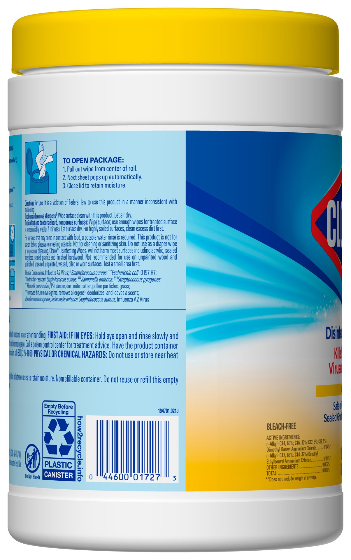 slide 4 of 4, Clorox Disinfecting Wipes, Bleach Free Cleaning Wipes, Crisp Lemon™, 105 Count (Pack of 4), 105 ct